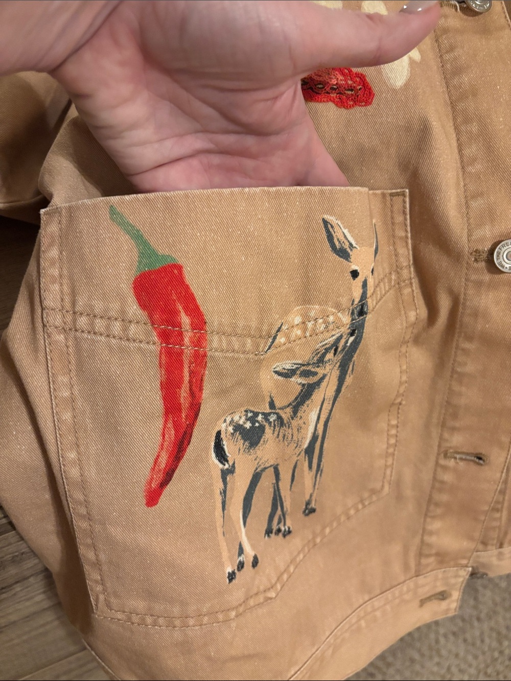 We The Free Tan Utility Jacket with Multicolor Embroidery - Picture 13 of 15